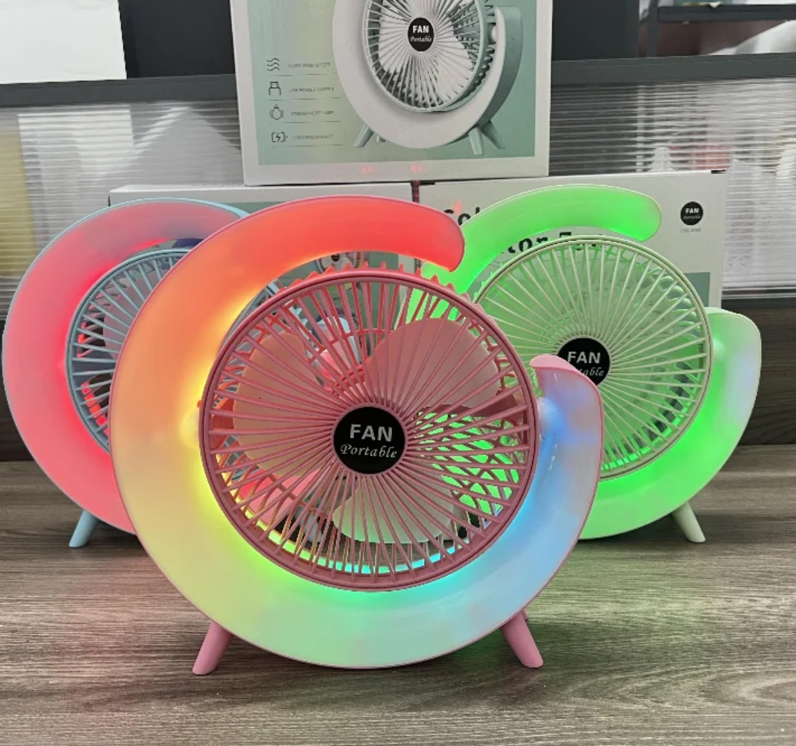 Fan rotate with light